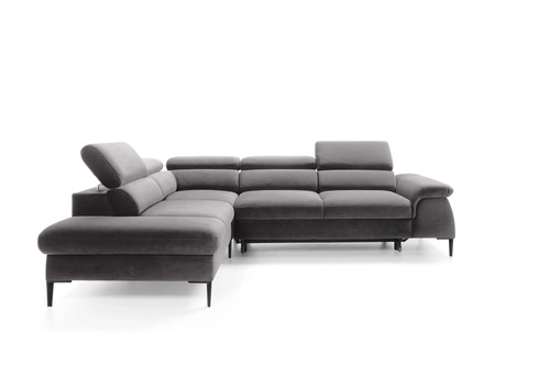 Narożnik z funkcją spania Silvo L lewy szary skandynawski do salonu z pojemnikiem