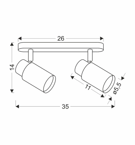 Lampa sufitowa Claro listwa biały 2x15W GU10 klosz biały+drewniany