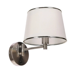 Kinkiet ścienny Ibis klasyczny tkanina chrom biały do sypialni i salonu Candellux