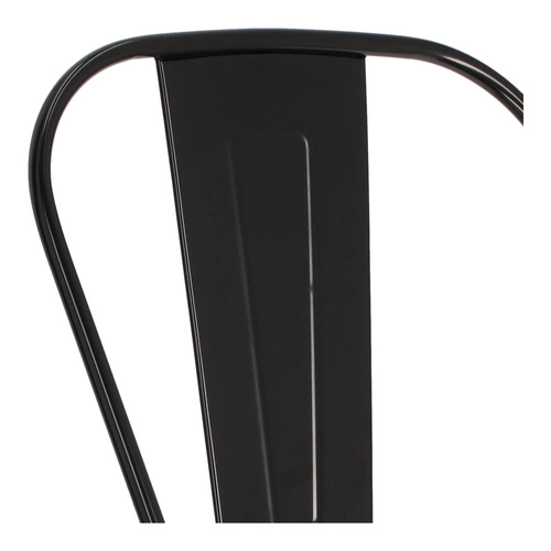 Hoker Paris Back 75 cm czarny metalowy z oparciem industrialny do kuchni i wyspy inspirowany Tolix