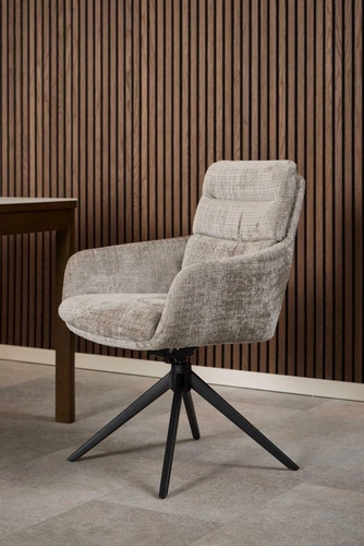 Actona Roger szare krzesło obrotowe tapicerowane do jadalni z podłokietnikami