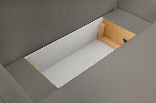 Narożnik z funkcją spania Salby szary nowoczesny prawy do salonu z pojemnikiem Intesi