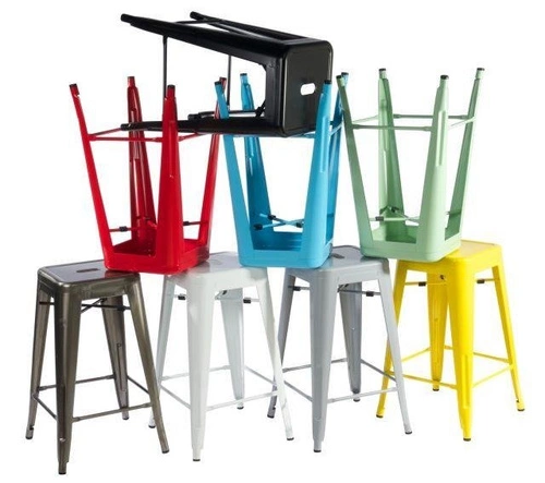 Hoker metalowy Paris 66 cm biały bez oparcia industrialny do wyspy kuchennej D2.DESIGN