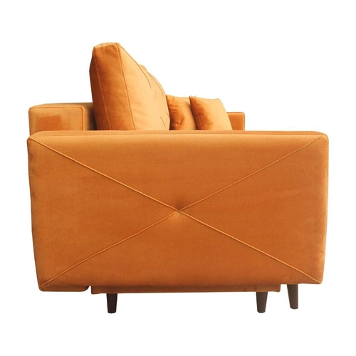 Sofa rozkładana z funkcją spania Saxo 2 osobowa do salonu nowoczesna żółta z pojemnikiem