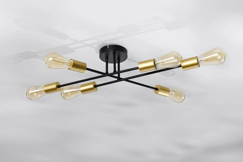 Lampa sufitowa Crespilo czarna metalowa 6-punktowa do salonu i jadalni nowoczesna