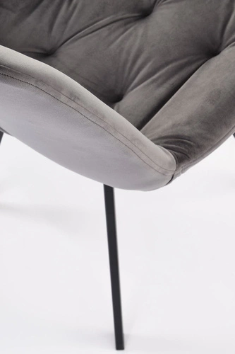 Krzesło tapicerowane welurowe Veroniq szare obrotowe nowoczesne do jadalni i salonu Intesi