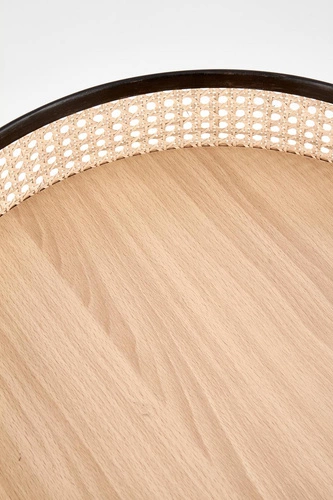 Stolik kawowy Balta okrągły rattanowy boho skandynawski 50 cm do salonu czarny Intesi