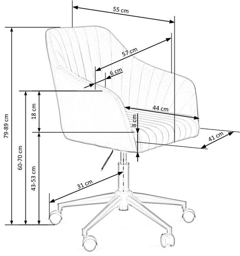 Fotel biurowy ergonomiczny Emi Velvet szary welurowy obrotowy z podłokietnikami do biurka