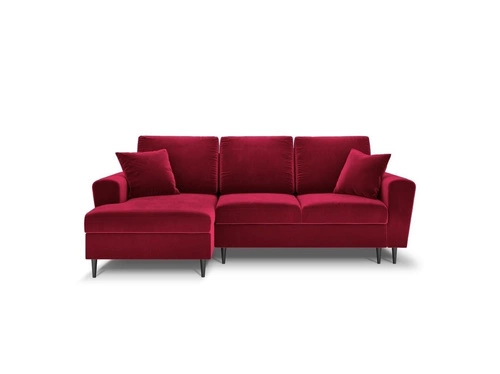 Narożnik z funkcją spania Moghan Red Velvet Lewostronna kolor nóg czarny