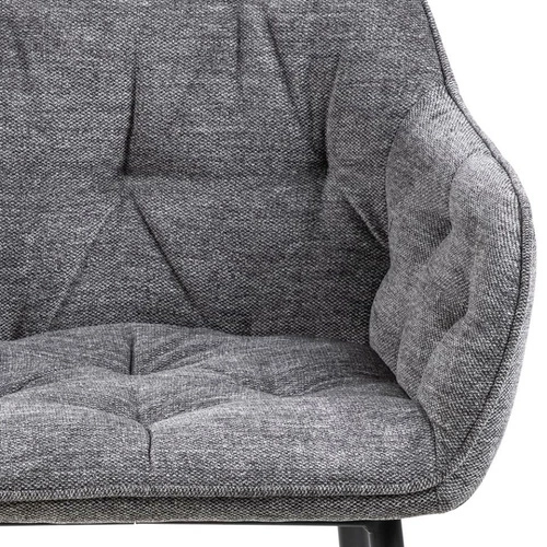 Krzesło tapicerowane Brooke antracytowe do jadalni nowoczesne z podłokietnikami Actona