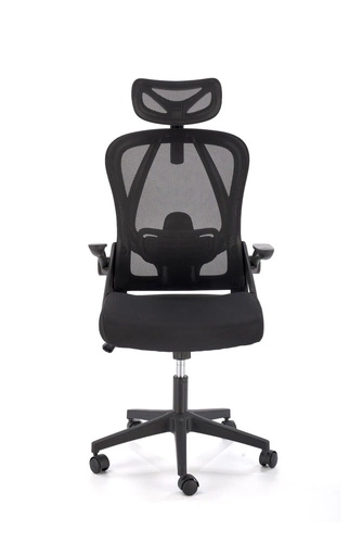 Fotel biurowy ergonomiczny Yiro czarny siatkowy obrotowy z zagłówkiem do biurka Intesi