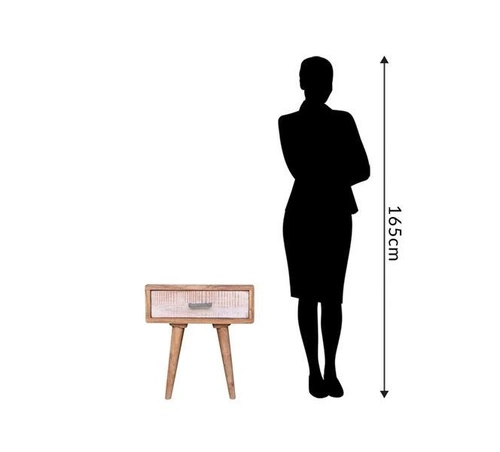 Szafka nocna drewniana 45 cm z szufladą skandynawska akacja brązowa Intesi