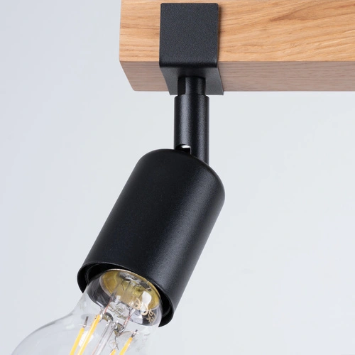 Plafon sufitowy ZUCA 3 czarny nowoczesny metalowy z drewnem do salonu i kuchni SOLLUX