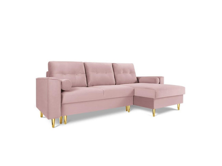 Narożnik z funkcją spania Leona Lavender Velvet Prawostronna kolor nóg czarny