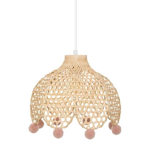 Lampa sufitowa bambusowa Atmosphera boho z frędzlami regulowana do pokoju dziecka