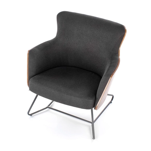 Fotel tapicerowany Calderon szary orzech na płozach do salonu nowoczesny industrialny Intesi