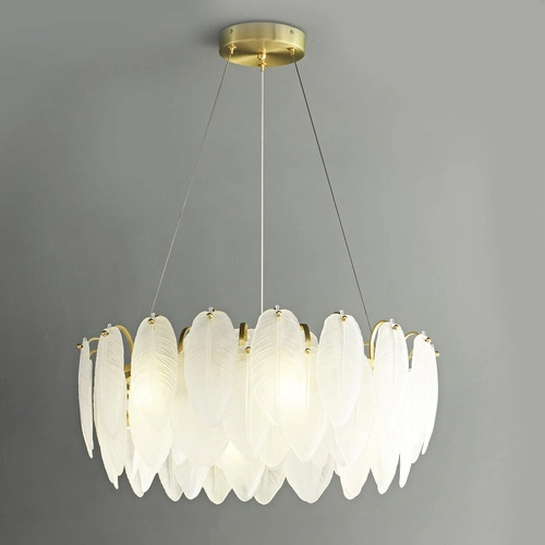 Lampa wisząca PIUMA biała szklana 60 cm do salonu i jadalni nowoczesna Step into Design