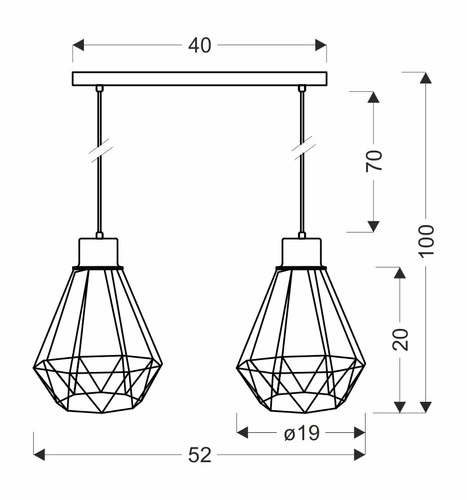 Lampa wisząca Primo czarny+złoty 2x60W E27 klosz czarny