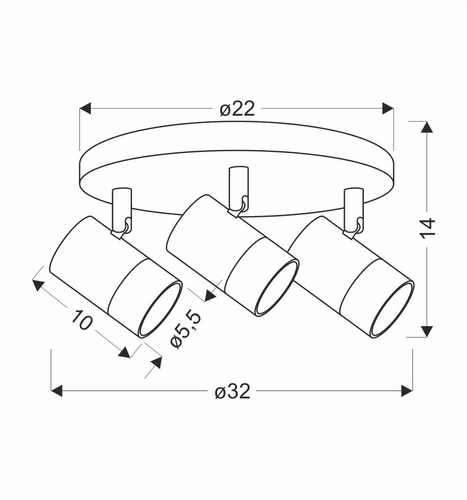 Lampa sufitowa Tobi plafon czarny 3x15W GU10 klosz czarny+złoty