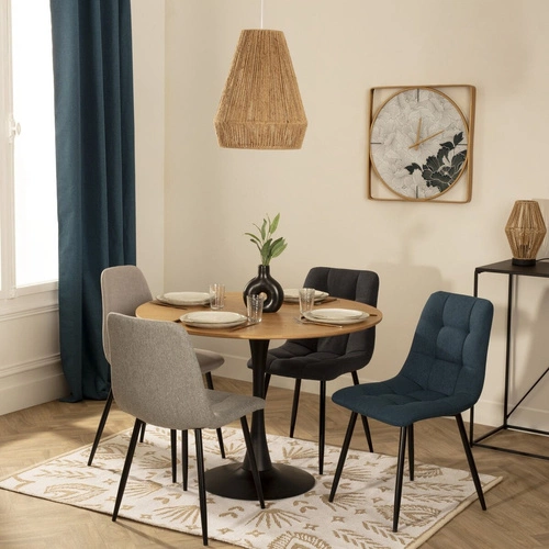 Stół okrągły do jadalni Simplet Skinny 80 cm dąb czarny nowoczesny na jednej nodze