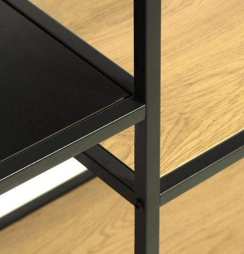 Regał Altino loftowy na książki 80 cm dąb i czarny metal do salonu