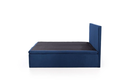Łóżko tapicerowane Renji 160x200 granatowe z pojemnikiem do sypialni nowoczesne