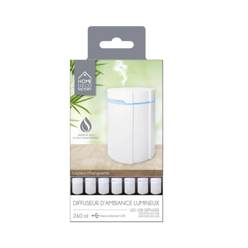 Dyfuzor zapachowy LED Broby Intesi biały USB nowoczesny do domu i biura 260 ml