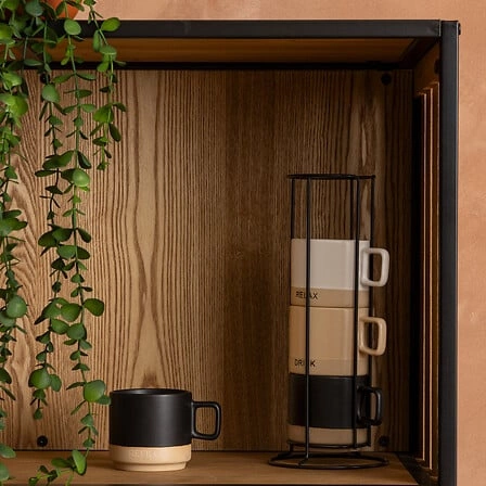 Zestaw 4 kubków ceramicznych Luca 240ml ze stojakiem do kawy i herbaty 5five