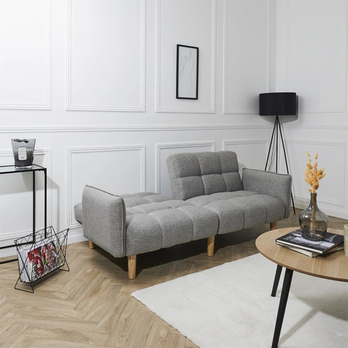 Sofa rozkładana z funkcją spania Sara szara skandynawska do salonu i pokoju młodzieżowego Intesi