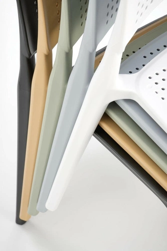 Krzesło ogrodowe z tworzywa Sylie białe Intesi nowoczesne do ogrodu i na taras sztaplowane