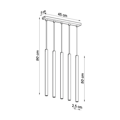 Lampa sufitowa Pastelo 5L nowoczesna złota regulowana do salonu i jadalni SOLLUX