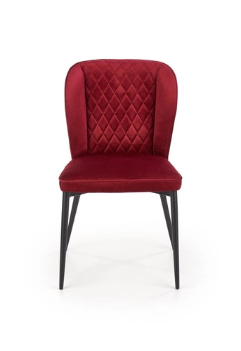 Krzesło do jadalni Emmy tapicerowane welur bordowy nowoczesne pikowane na czarnych nogach Intesi