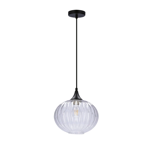 Lampa wisząca kula Exeter 24 cm czarna nowoczesna do jadalni i salonu Ledea