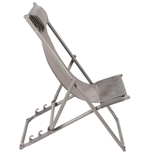 Leżak ogrodowy Canard Ventos składany z regulacją oparcia beżowy ciemny nowoczesny