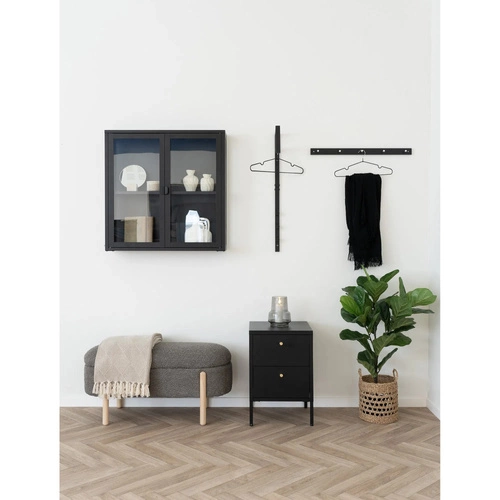 Ławka tapicerowana Branca boho ze schowkiem do przedpokoju brązowo-naturalna Intesi