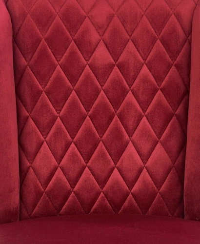 Krzesło do jadalni Emmy tapicerowane welur bordowy nowoczesne pikowane na czarnych nogach Intesi