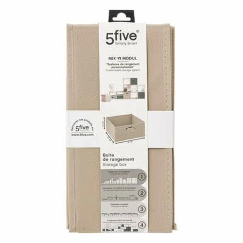 Pudełko materiałowe do regału 31x15 cm beżowe ciemne z metalowym uchwytem 5five