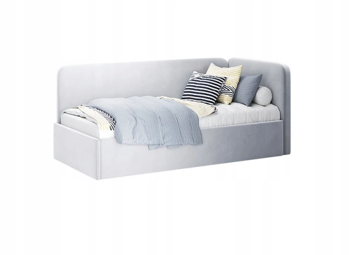 Łóżko pojedyncze tapicerowane Holly 90x200 szare welurowe do pokoju dziecięcego