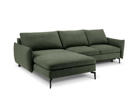 Narożnik z funkcją spania Venezia Green Structured Fabric lewostronny