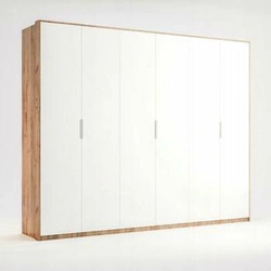 Szafa przesuwna Tissa 275 cm nowoczesna biała z połyskiem dąb craft do sypialni