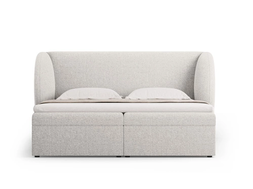 Łóżko tapicerowane Miley szare 140x200 z pojemnikiem, nowoczesne do sypialni