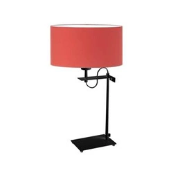 Lampka nocna do sypialni Alaska LYSNE nowoczesna z czerwonym abażurem i czarną podstawą 55 cm