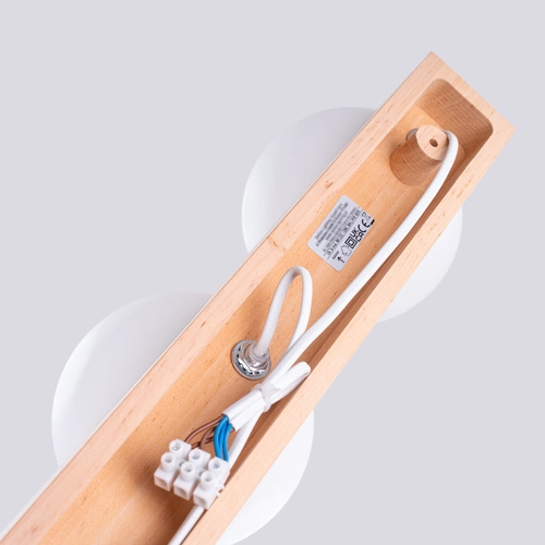 Plafon sufitowy BULBO 3 nowoczesny okrągły drewno i szkło biały do salonu SOLLUX