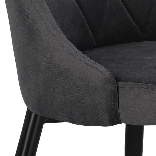 Krzesło Magnat tapicerowane welur szary glamour na czarnych metalowych nogach do jadalni Intesi