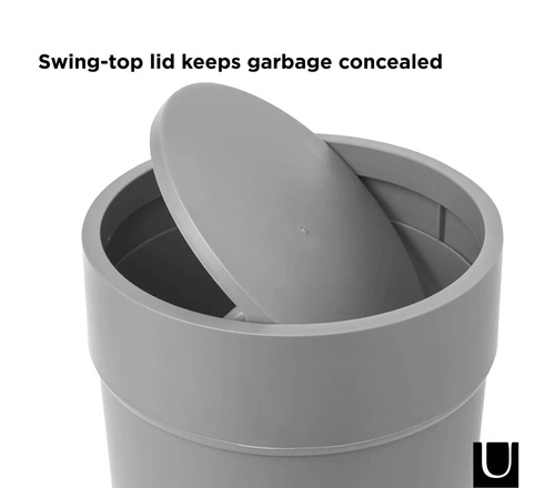 Kosz na śmieci Umbra Touch szary nowoczesny do łazienki z pokrywą 6L