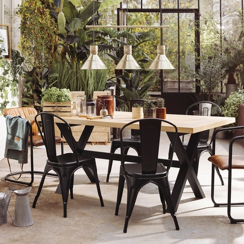 Lampa wisząca Bota złota 3-punktowa do kuchni lub nad stół, metal i drewno mango Atmosphera