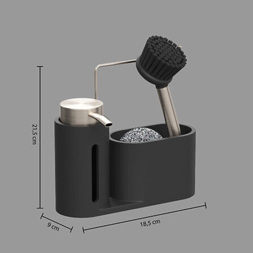 Organizer kuchenny 5five czarny z dozownikiem na płyn do naczyń i gąbką do zlewu