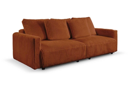 Sofa rozkładana z funkcją spania Loppie sztruksowa terakota do salonu nowoczesna