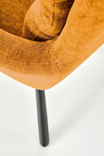 Krzesło tapicerowane obrotowe Ophelia musztardowe do jadalni i salonu nowoczesne z podłokietnikami Intesi