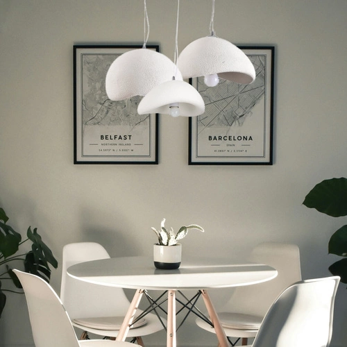 Nowoczesna biała lampa wisząca STONE 40 cm do salonu i jadalni z regulacją wysokości